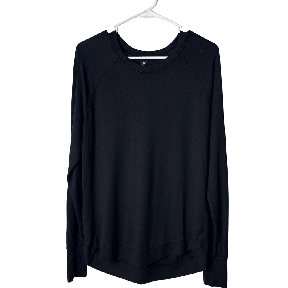 ATHLETA Mindset Sweatshirt Women’s Medium Tall Black Modal Tulip Hem Crewneck
